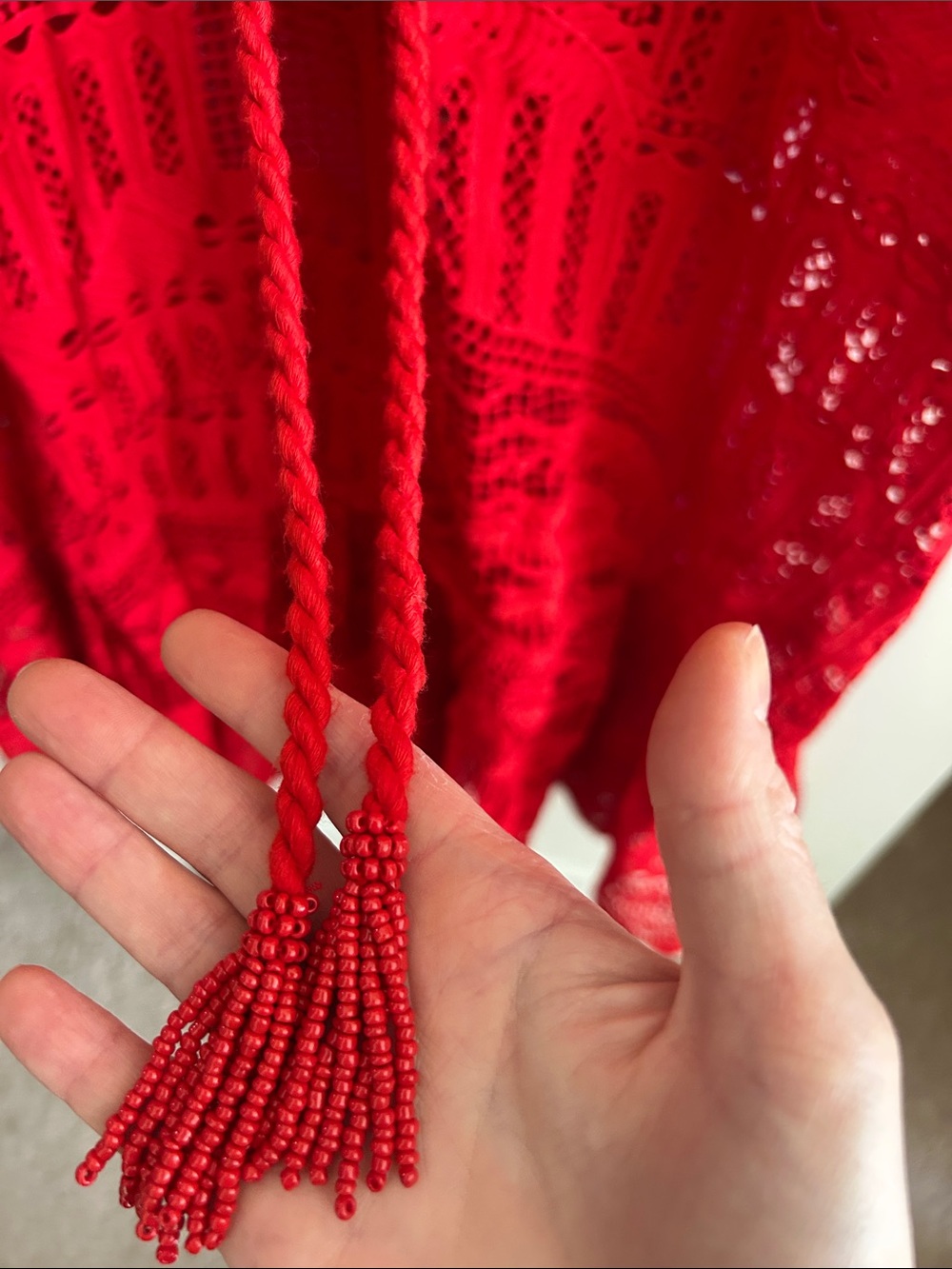 FARM Rio Red Crochet Maxi Dress Red Morada Boa Guipure Maxi Dress - Picture 3 of 12